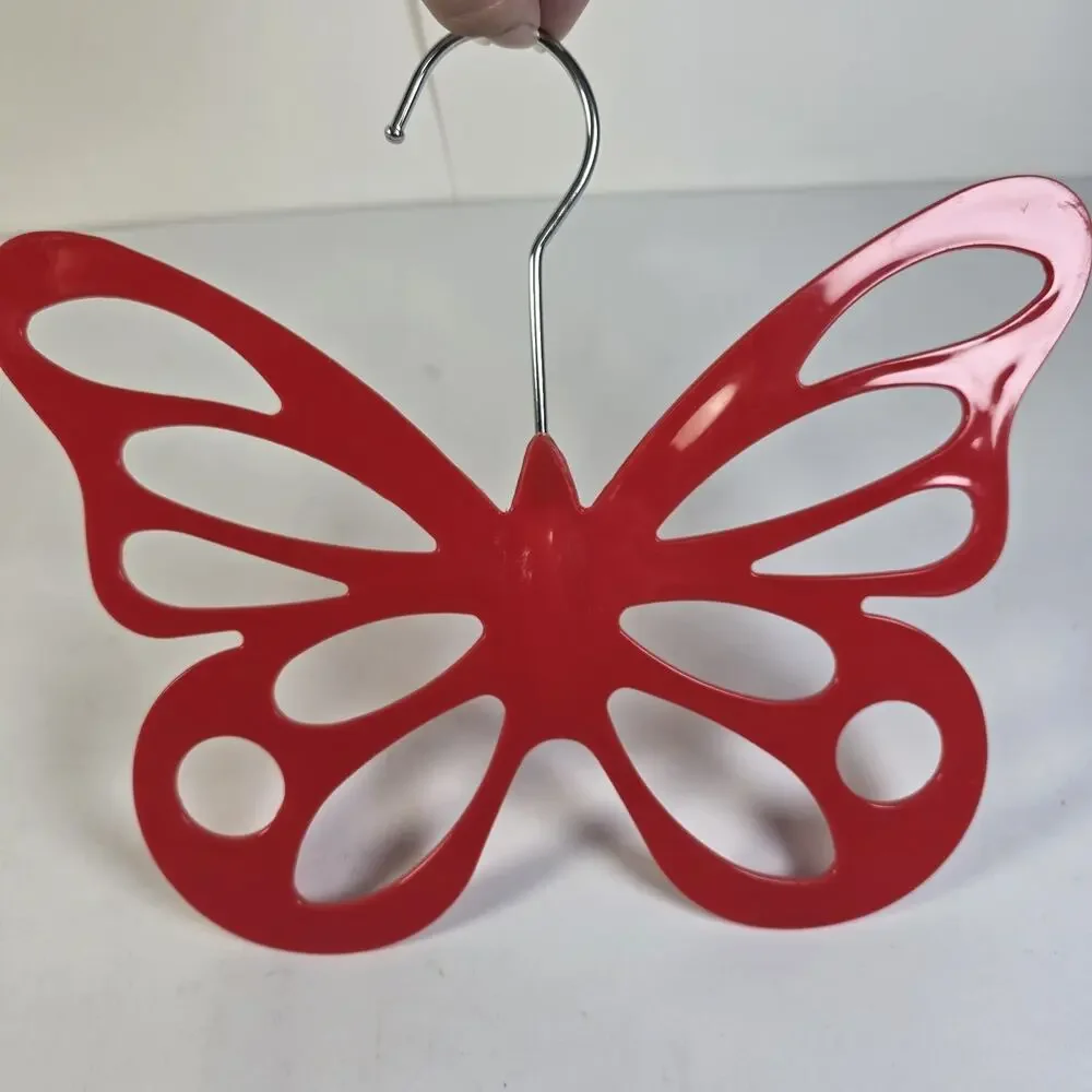 Butterfly Scarf Belt Tie Hanger Red Plastic Closet Organizer Accessory Holder